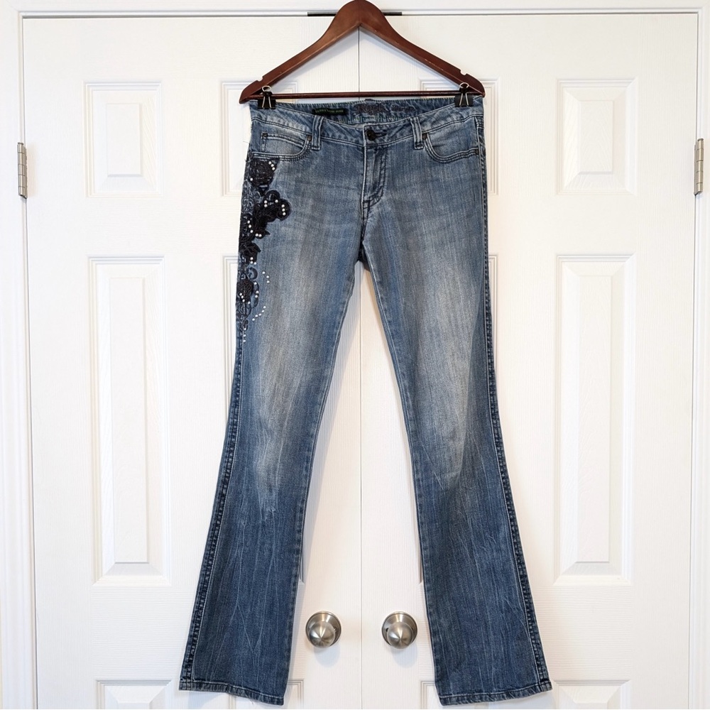 Y2K Wrangler Rock 47 Floral Embroidered Women’s Ultra Low Rise Jeans